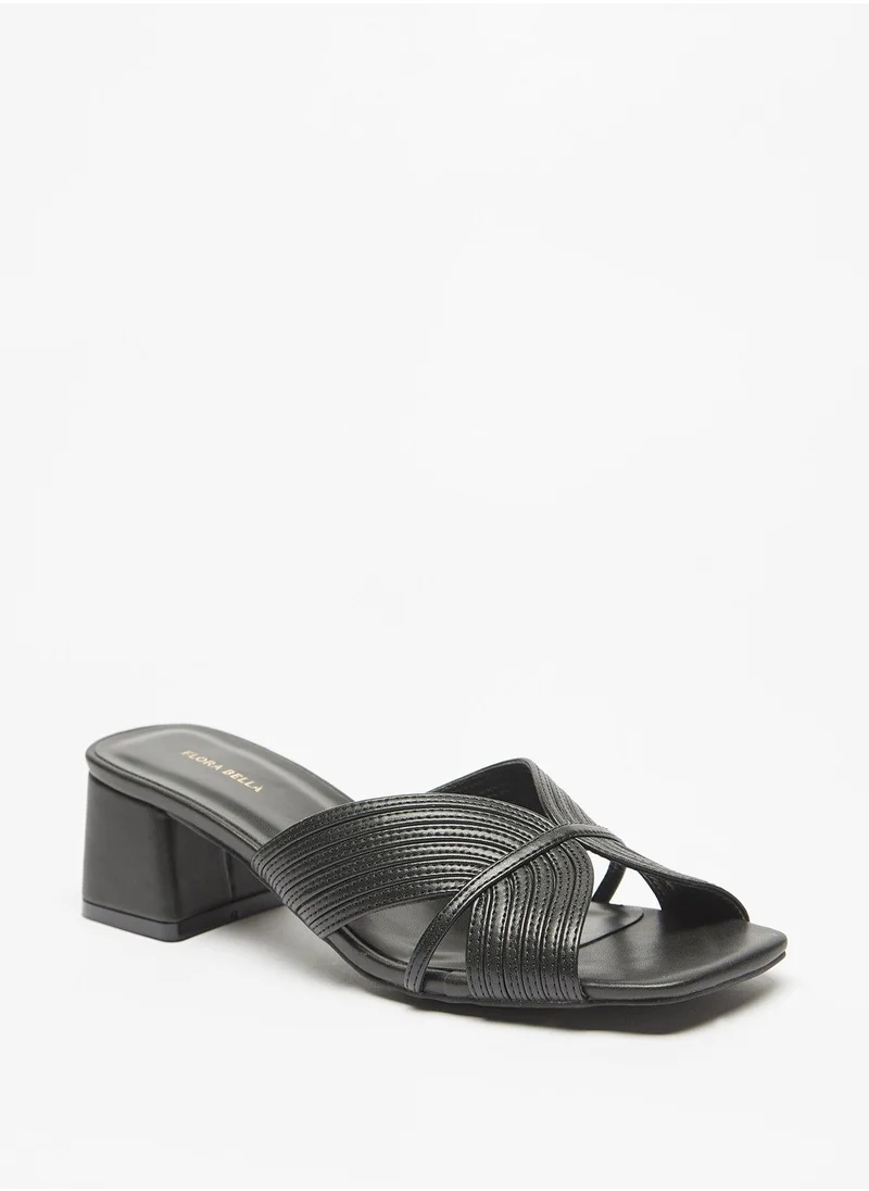 فلورا بيلا Textured Slip-On Sandals with Block Heels