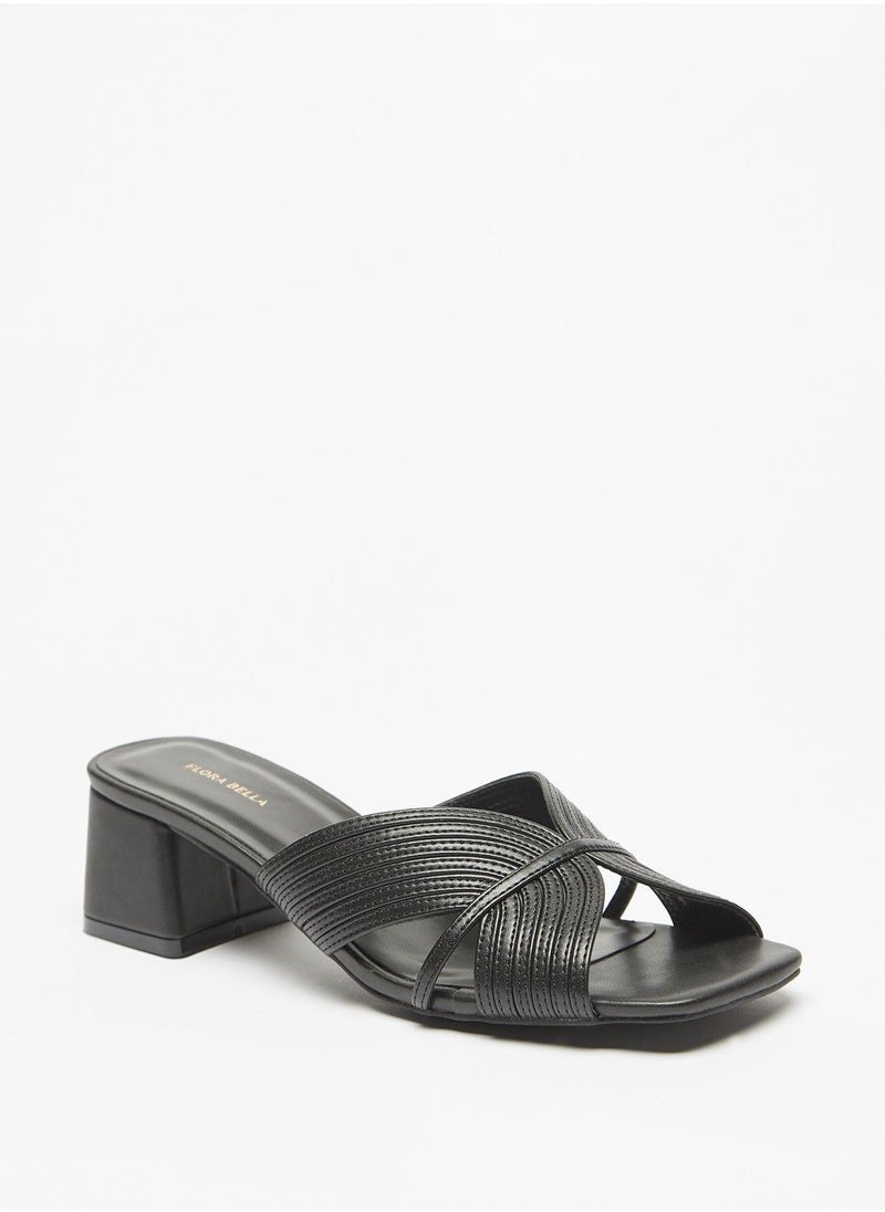 Flora Bella - Textured Slip-On Sandals with Block Heels - Image 1