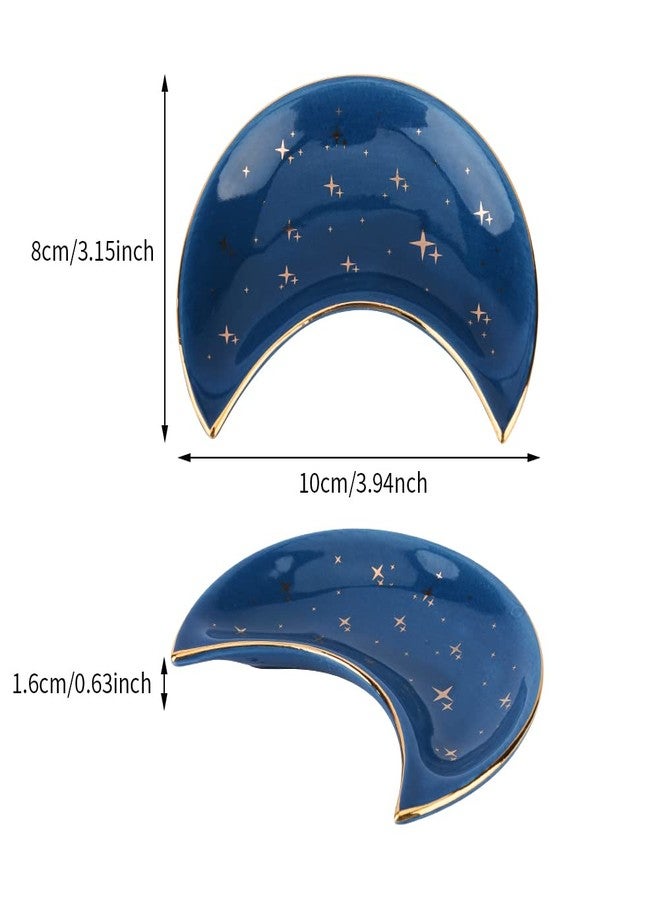 Tookie Moon Shape Jewelry Tray, 3pcs/Set Ceramic Moon Decorative Trinket Dish, Organizing Necklace Earrings Keys Jewelry Plate, for Vanity Bathroom Engagement Ring(3 Colors) - Image 3