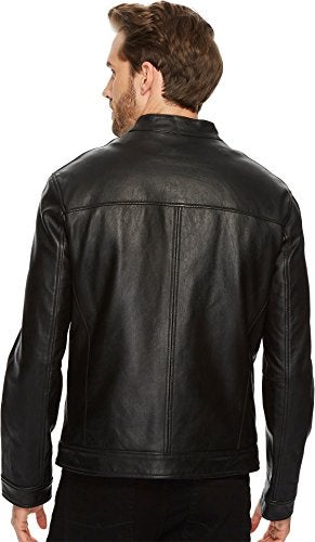 Cole Haan Mens Bonded Leather Moto Jacket Black Small - Image 3