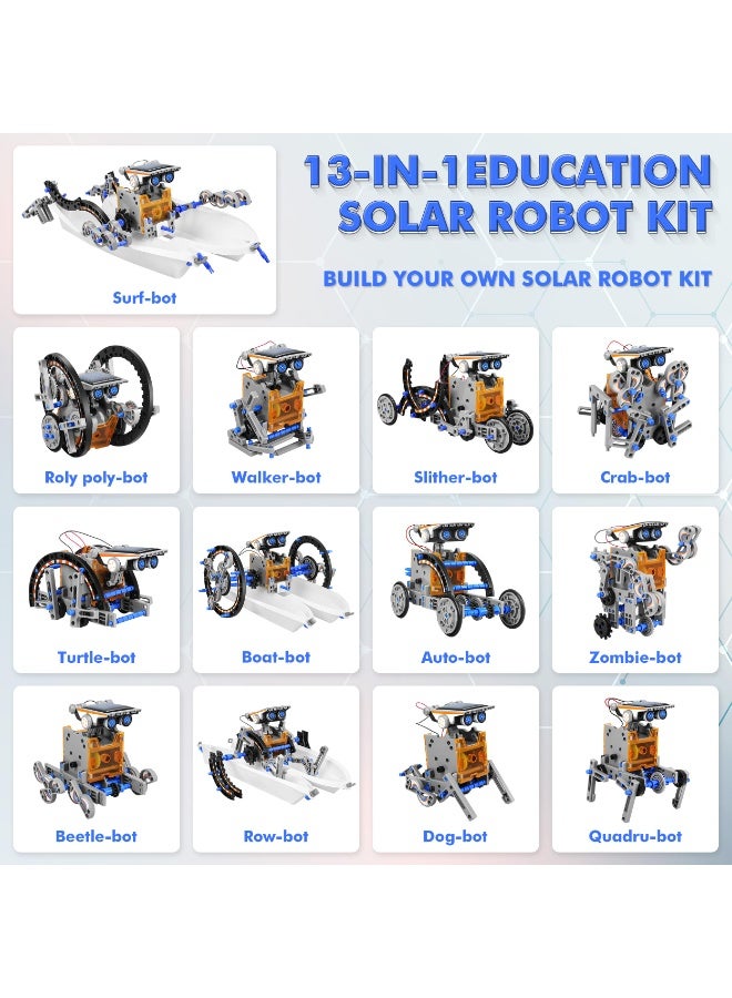 Chabeia STEM 13-in-1 Education Solar Robot Toys -190 Pieces DIY Building Science Experiment Kit for Kids Aged 8-10 and Older,Solar Powered by The Sun - Image 5
