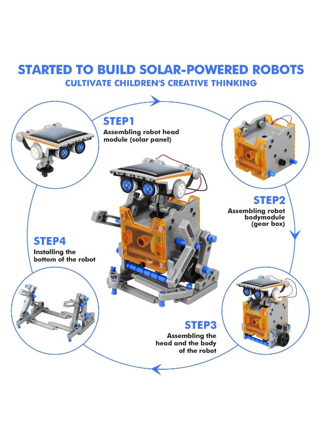 Chabeia STEM 13-in-1 Education Solar Robot Toys -190 Pieces DIY Building Science Experiment Kit for Kids Aged 8-10 and Older,Solar Powered by The Sun - Image 4
