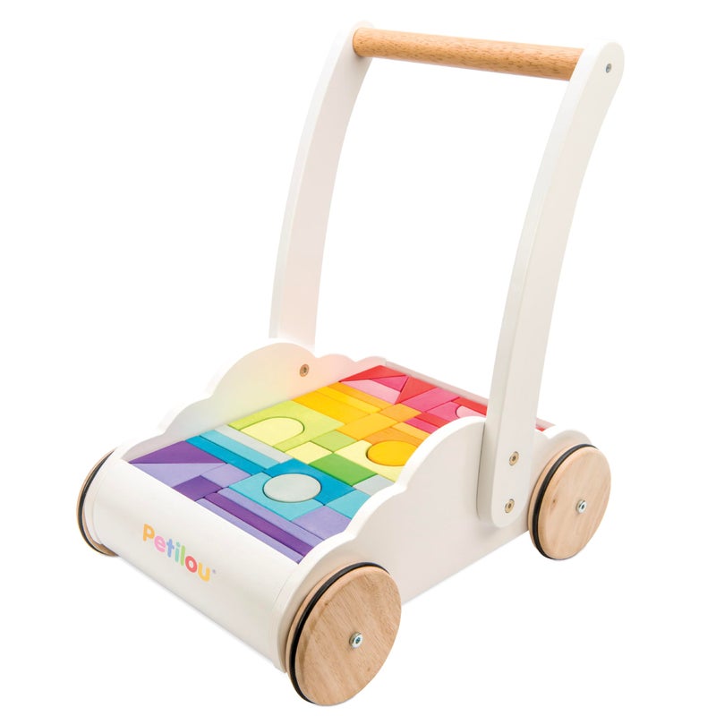 Petilou Wooden Educational Rainbow Cloud Walker Toy For Toddlers And Babies