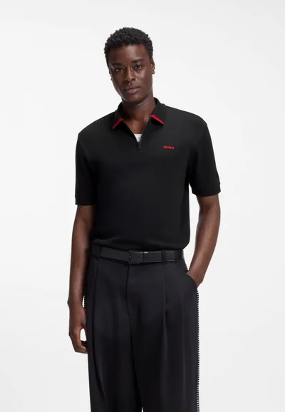 هوجو Cotton-piqué polo shirt with contrast logo