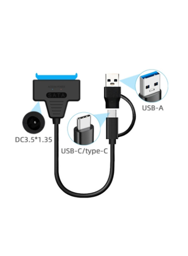 كابل محول SATA إلى USB 3.0/Type-C، معدلات نقل عالية السرعة تصل إلى 6 جيجابت في الثانية، متوافق مع محركات الأقراص الصلبة الخارجية/SSD/الثابتة مقاس 2.5 بوصة، كابل SATA III 22 سنًا (USB وUSB Type-C) - Image 2