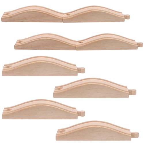 Youdaju 4PCS Wooden Train Track Expansion Packs Rollings Hills Ascending Track Pieces Bridge Pier Railway Accessories Compatible with Most Toy Train Railroads - Image 1