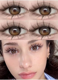 Unibling Crystal Brown Yearly Prescription Colored Contact Lenses, Unisex Cosmetic Contact Lenses, Enlargement Collection, Dark Brown, With Case  - Image 1