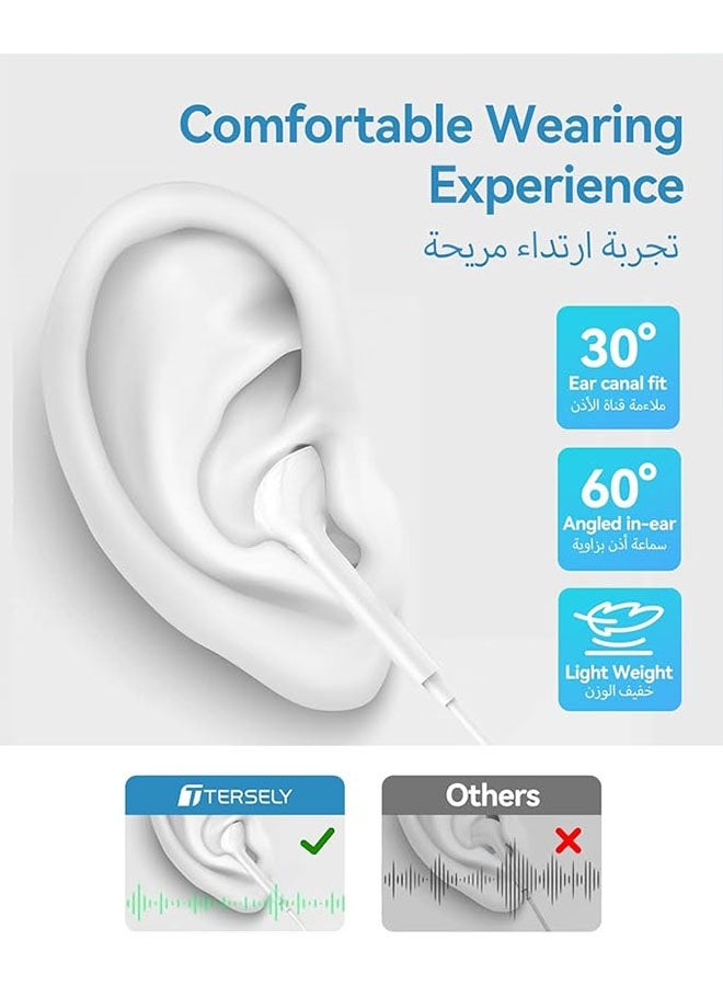 سماعات سلكية مع USB C ، سماعات نوع C متوافقة مع iPhone 17/16/15 Pro Max ، سامسونج غالاكسي S25 / S24 / S23 / S22 / Ultra ، ملاحظة 10/20 ، بيكسل ​ 7/6/5/4, هواوي، أبيض - Image 3