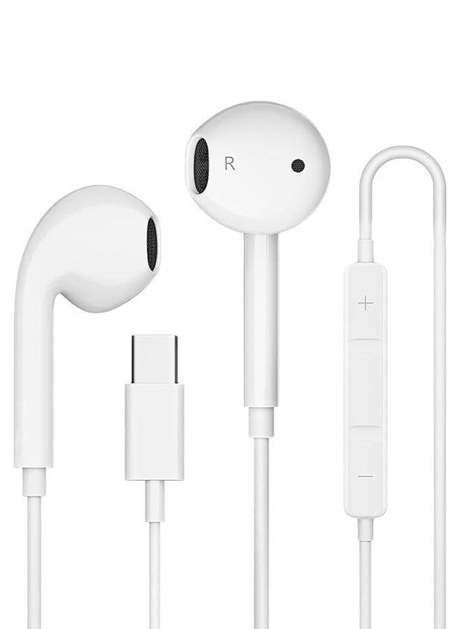 سماعات سلكية مع USB C ، سماعات نوع C متوافقة مع iPhone 17/16/15 Pro Max ، سامسونج غالاكسي S25 / S24 / S23 / S22 / Ultra ، ملاحظة 10/20 ، بيكسل ​ 7/6/5/4, هواوي، أبيض - Image 1