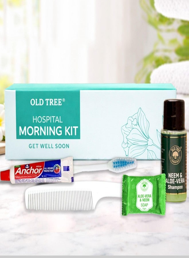 أولد تري مجموعة أدوات المستشفى من أولد تري مع 5 مستلزمات أساسية (عبوة من 50 قطعة) | شامبو الصبار والنيم 15 مل، مشط، معجون أسنان، فرشاة أسنان، وصابون الصبار والنيم 15 غ | مجموعة أدوات نظافة شخصية بالجملة للمستشفيات والفنادق والسفر - Image 1