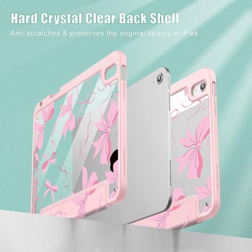 May Chen Case for iPad Air 13 Inch M4 2026, M3 2025, M2 2024, [Built-in Pencil Holder] Shockproof Cover with Clear Transparent Back Shell, Auto Sleep/Wake Cover, Pink Bows 13 - Image 4