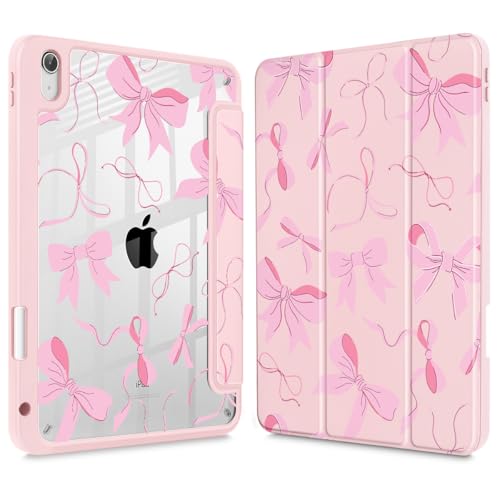 May Chen Case for iPad Air 13 Inch M4 2026, M3 2025, M2 2024, [Built-in Pencil Holder] Shockproof Cover with Clear Transparent Back Shell, Auto Sleep/Wake Cover, Pink Bows 13 - Image 1