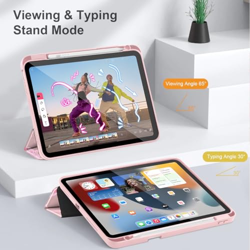 May Chen Case for iPad Air 13 Inch M4 2026, M3 2025, M2 2024, [Built-in Pencil Holder] Shockproof Cover with Clear Transparent Back Shell, Auto Sleep/Wake Cover, Pink Bows 13 - Image 5