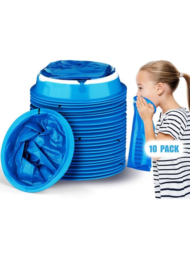 VIUAUAX 10 Pack Disposable Emesis Bags 1000 ml, Vomit Bag for Morning Sickness, Portable Nausea Bag for Pregnant Women,Barf Bags with Leak Resistant Design car and Travel, Motion Sickness, Barf Bags Come in Handy, No Spilling Perfect（Blue） - Image 1
