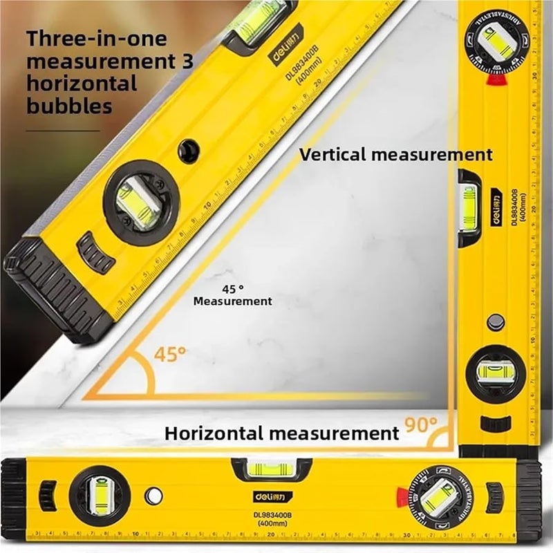 مستوى الروح المغناطيسي للطوربيد 500 ملم ألومنيوم مضاد للصدمات مع 3 قوارير - Image 5