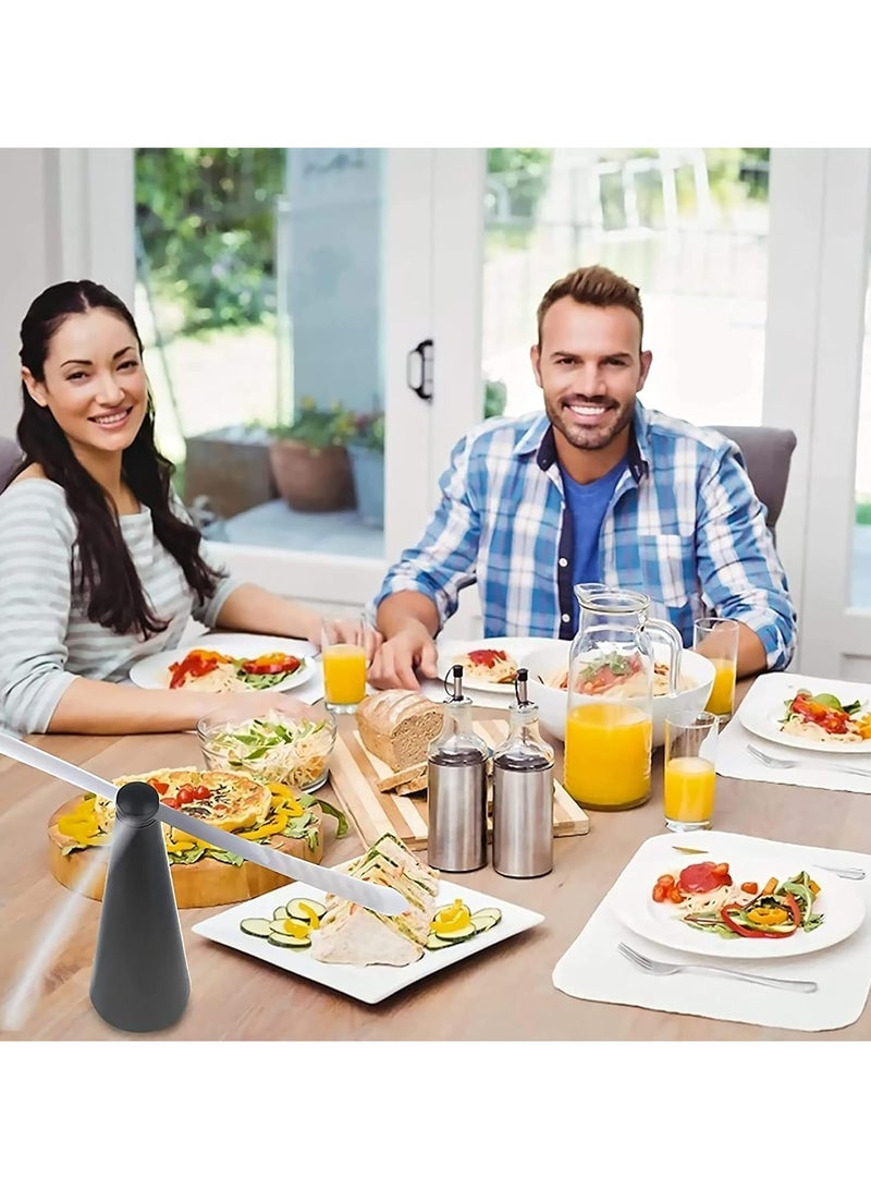 Fly Repellent Fan for Tables - USB or AA Battery Powered - Fly Swatter for Indoor/Outdoor Dining Or Food at Parties, Restaurants, Fly Spinner, Keep Flies Away with Holographic Blades (Black - 2 Pack) - Image 4