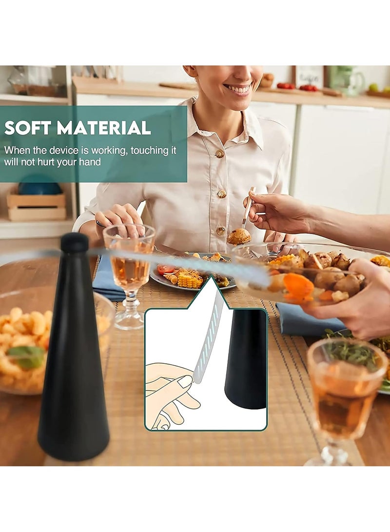 Fly Repellent Fan for Tables - USB or AA Battery Powered - Fly Swatter for Indoor/Outdoor Dining Or Food at Parties, Restaurants, Fly Spinner, Keep Flies Away with Holographic Blades (Black - 2 Pack) - Image 5