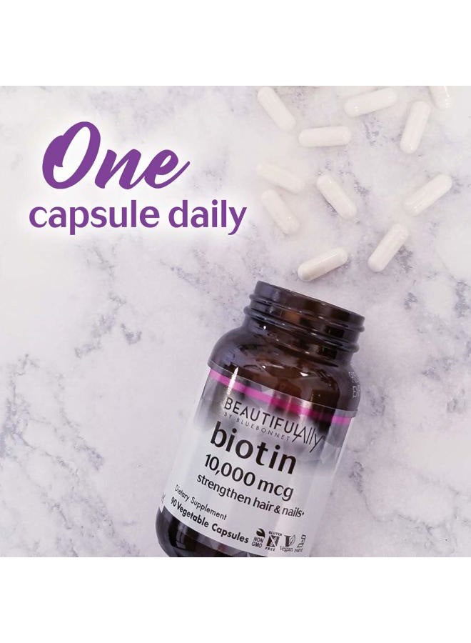 Bluebonnet Nutrition Beautiful Ally Biotin 10,000 mcg, Strengthen Hair & Nails*, Non-GMO, Vegan, Kosher Certified, Gluten-Free, Soy-Free, 90 Vegetable Capsules, 90 Servings - Image 5