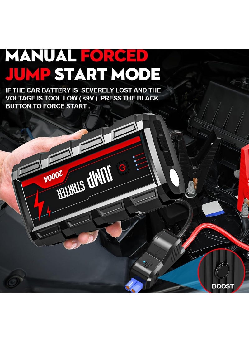 Generic Car Jump Starter 2000A Peak, 16800mAh 12V Portable Battery Booster, Up to 8.0L Gas/6.0L Diesel Engines, USB Quick Charge 3.0, Safety Protection, Emergency Power Pack for Cars, Trucks, Motorcycles, and Boats  - Image 5