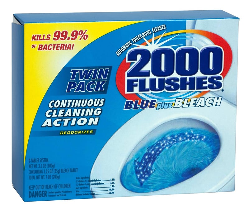2000 Flushes Blue Plus Bleach Automatic Toilet Bowl Cleaner, 3.5 OZ TWIN-PACK (PACK OF 1), Net Weight: 7 Ounce - Image 1
