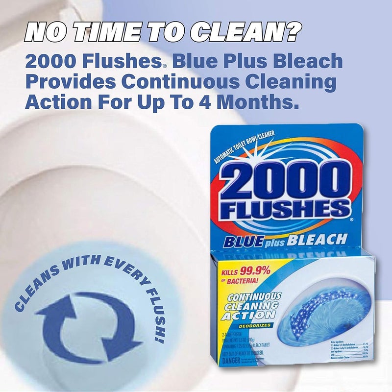 2000 Flushes Blue Plus Bleach Automatic Toilet Bowl Cleaner, 3.5 OZ TWIN-PACK (PACK OF 1), Net Weight: 7 Ounce - Image 2