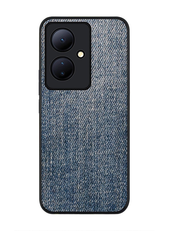 Stylizedd Rugged Black edge case for Vivo V29 Lite, Slim fit Soft Case Flexible Rubber Edges Anti Drop TPU Gel Thin Cover- Dark Denim Print - Image 1