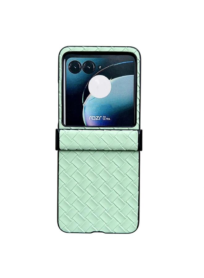 S-TOP Case For Motorola Razr 40 Ultra Three-piece Set Woven Texture Folding PU Phone Case - Image 1