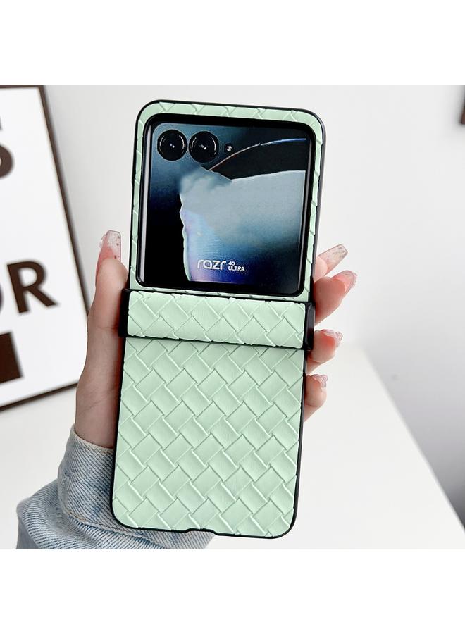 S-TOP Case For Motorola Razr 40 Ultra Three-piece Set Woven Texture Folding PU Phone Case - Image 2
