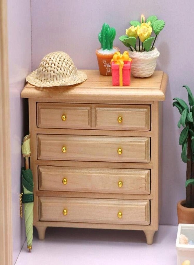 EatingBiting 1:12 Wood Cabinet Chest of Drawer Cupboard Craft Decor Miniature Wooden Kitchen Furniture TV Cabinet Living Room Set, Drawer Can Open Exquisite Handmade - Image 3