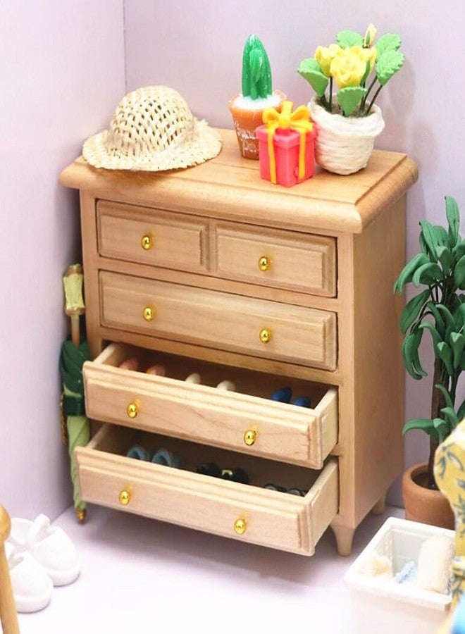 EatingBiting 1:12 Wood Cabinet Chest of Drawer Cupboard Craft Decor Miniature Wooden Kitchen Furniture TV Cabinet Living Room Set, Drawer Can Open Exquisite Handmade - Image 4