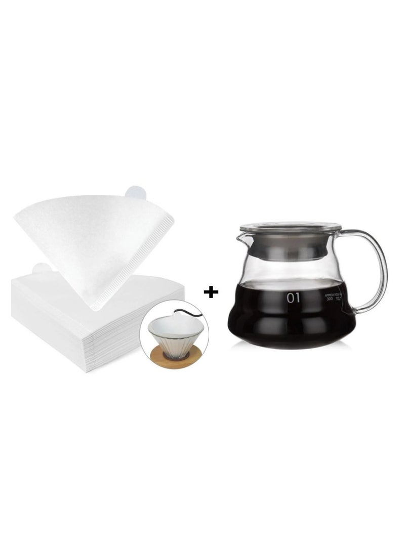 RANK V60 server Clear for specialty coffee 01 with white filter 01 - Image 1