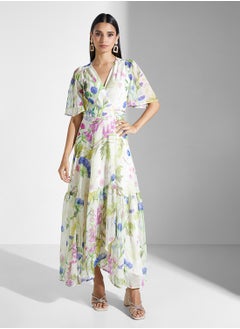 Hope & Ivy Flutter Sleeve Wrap Dress With Tie Waist  - Image 1