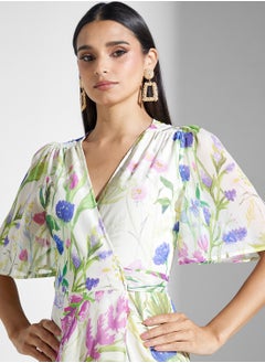 Hope & Ivy Flutter Sleeve Wrap Dress With Tie Waist  - Image 3
