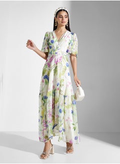 Hope & Ivy Flutter Sleeve Wrap Dress With Tie Waist  - Image 4