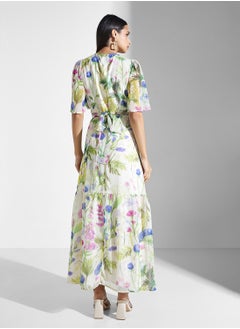 Hope & Ivy Flutter Sleeve Wrap Dress With Tie Waist  - Image 2