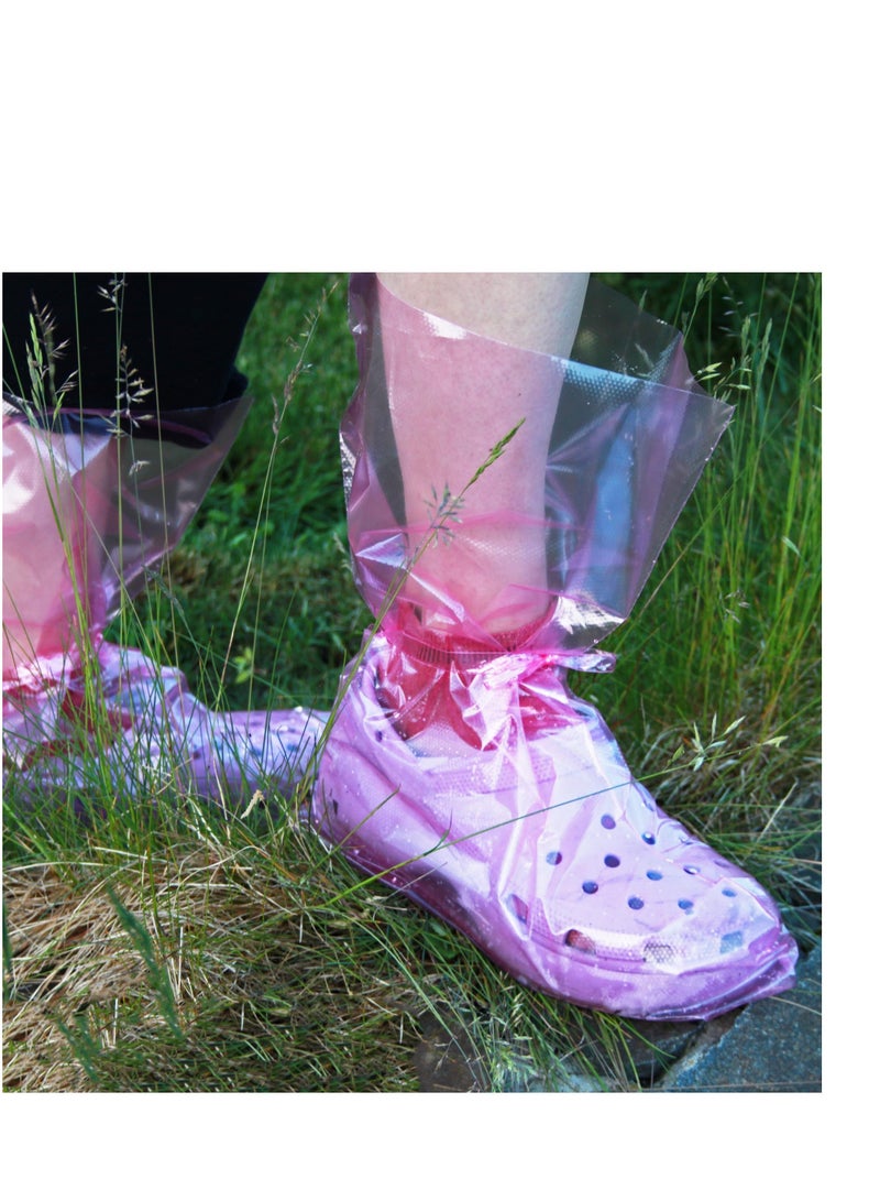 SYOSI أغطية أحذية قابلة للتصرف مع روابط حجم XL. مجموعة من 60 غطاء حذاء شفاف مقاوم للماء للجنسين، أغطية أحذية قابلة للتصرف للداخل 5.5 مل سميكة من بولي إثيلين منخفض الكثافة، غطاء حذاء 45.5*37 سم - Image 5