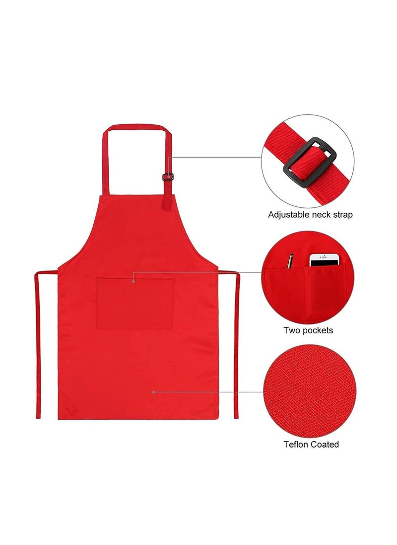 6 Pieces Kids Apron Chef Hat Set - Boys Girls Aprons with Pockets for Kitchen Cooking Baking Painting - Image 3