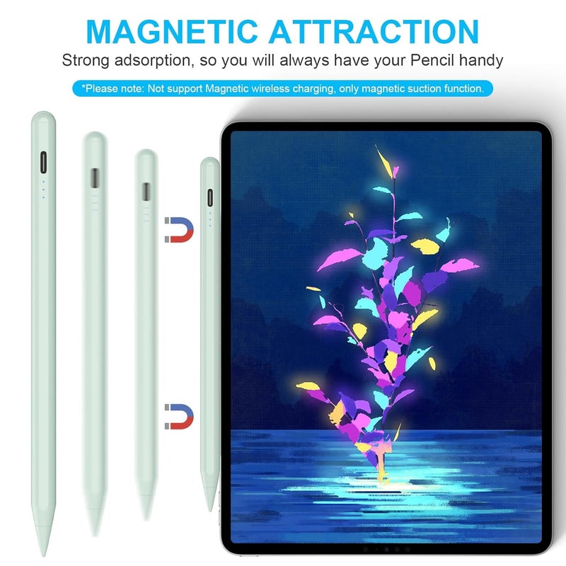 Kingone Upgraded Stylus Pen, Ultra High Precision & Sensitivity, Palm Rejection, Prevents False ON/Off Touch, Power Display Tilt Sensitivity, Magnetic Adsorption For Tablet (Green) - Image 4