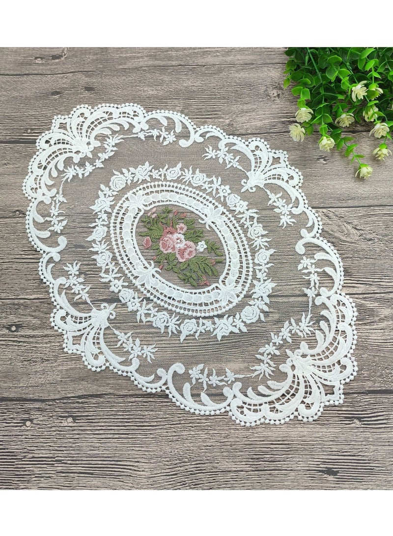 Vintage Oval Table Runner Handmade Embroidered Jacquard Table Mats Oval Tablecloth 31X42CM  - Image 1