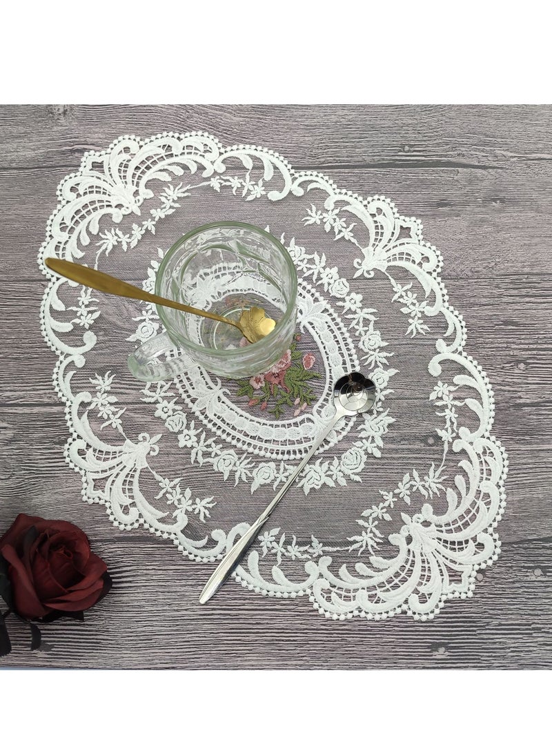 Vintage Oval Table Runner Handmade Embroidered Jacquard Table Mats Oval Tablecloth 31X42CM  - Image 3