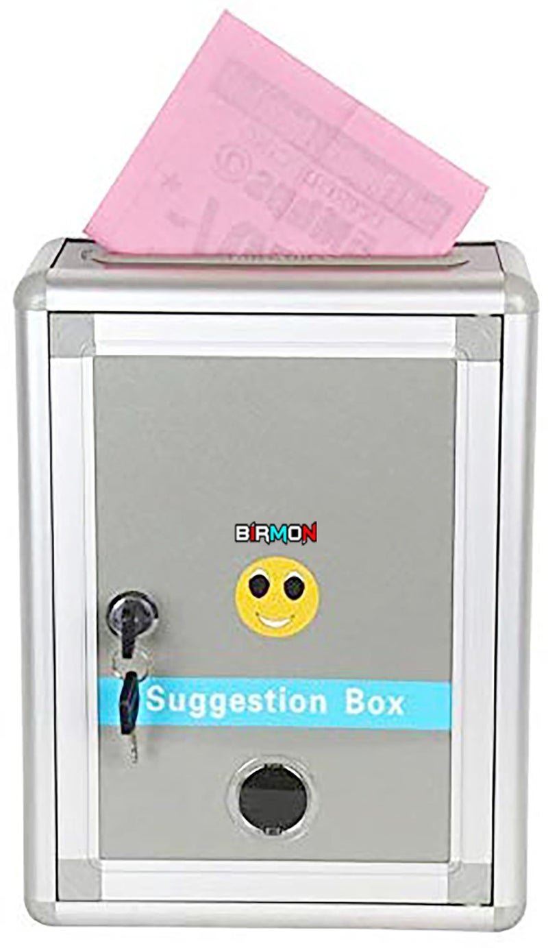 BIRMON Plastic Suggestion/Letter/Complaint/Donation Box With Two Key Lock - Wall Mountable (Silver) - Image 5