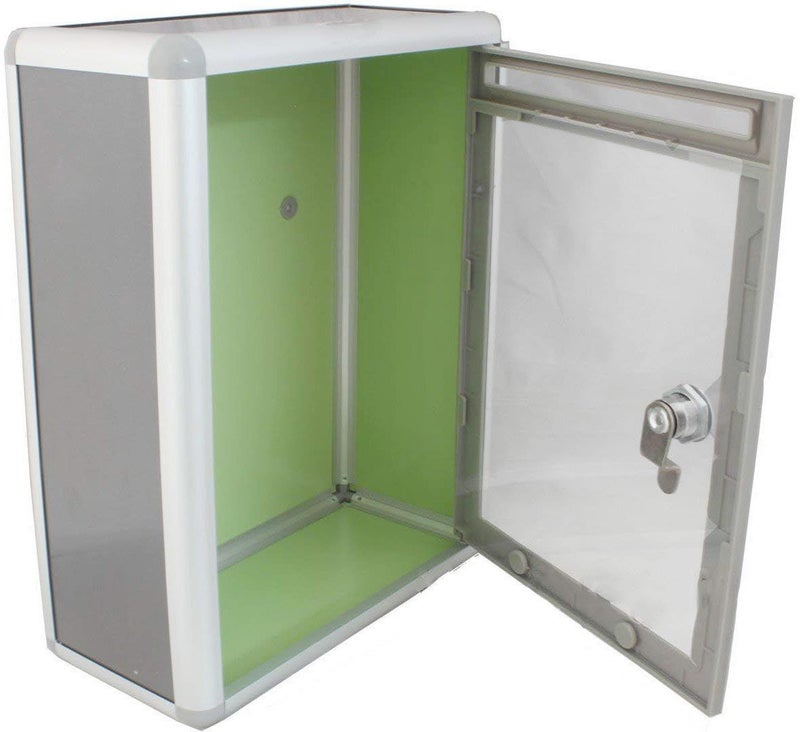 BIRMON Plastic Suggestion/Letter/Complaint/Donation Box With Two Key Lock - Wall Mountable (Silver) - Image 2