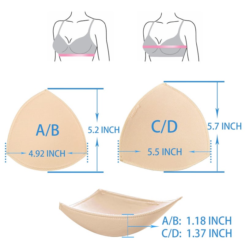 TopBine Bra Pads Inserts (2 Beige L + 2 Black L, C/D) - Image 3