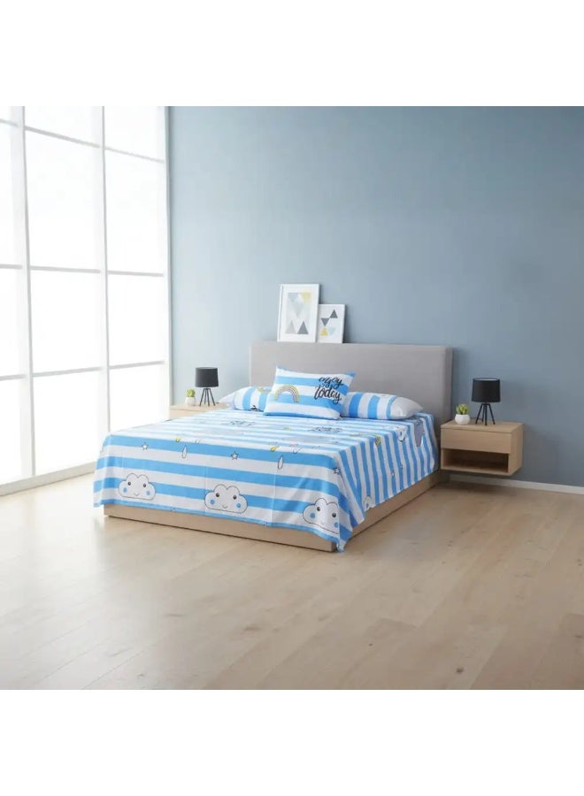 Lazurd Baby Sheet Set, 3 Pieces, 170x240 cm - Blue White - Image 1
