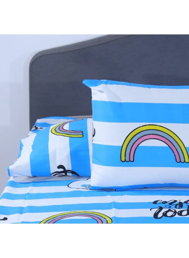 Lazurd Baby Sheet Set, 3 Pieces, 170x240 cm - Blue White - Image 3