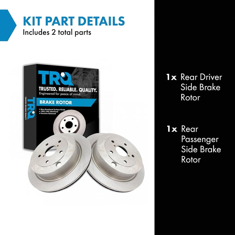 TRQ Rear Brake Rotor Set Vented Compatible with 2006-2007 Subaru B9 Tribeca 2008-2014 Tribeca - Image 2