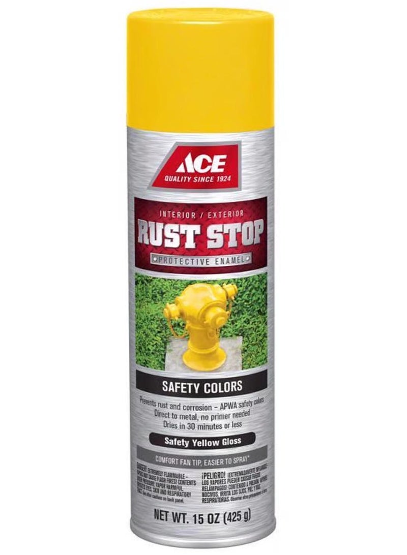 ACE Rust Stop Gloss Safety Yellow Protective Enamel Spray Paint 425 G - Image 1