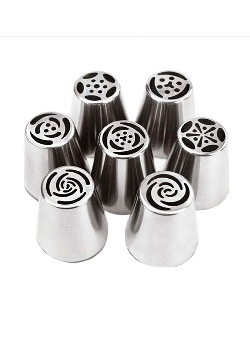 SYOSI SYOSI Russian Tulip Flower Cake, Cream Pastry Baking Decoration Tools 7 Pieces Set, Flower Shaped Frosting Nozzles Kit  - Image 1