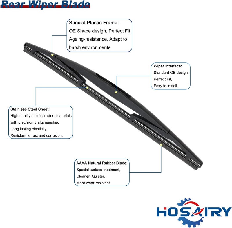 HOSAIRY Rear Wiper Arm Blade Set for Chevy Tahoe, Suburban, Cadillac Escalade, GMC Yukon (2007-2013) - Image 4