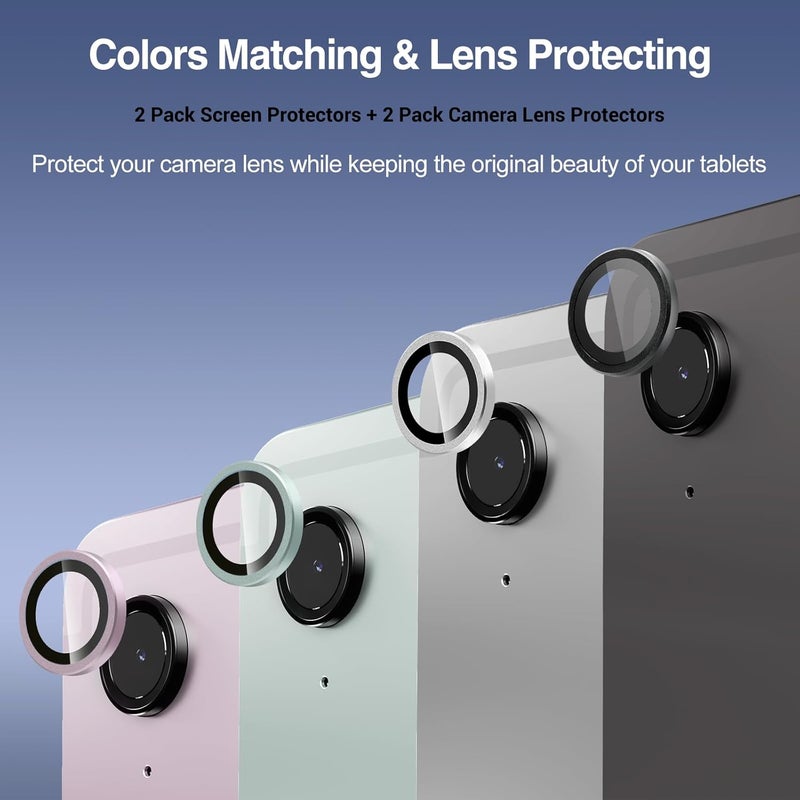 Procases 2 Pack Screen Protector For Galaxy Tab S9 Fe 5G/Wifi 10.9" 2023 + 2 Pack Camera Lens Protector Matching Galaxy Tab Colors, Tempered Glass Film Guard For Galaxy Tablet Sm-X510 - Image 2